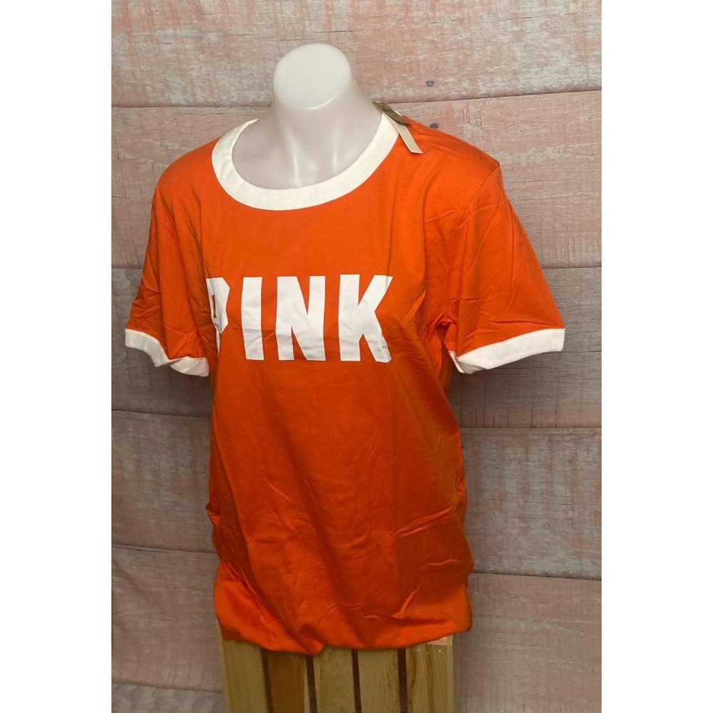 Victoria’s Secret Pink Short Sleeve Campus Ringer T-shirt, Size:Med, *NWT*